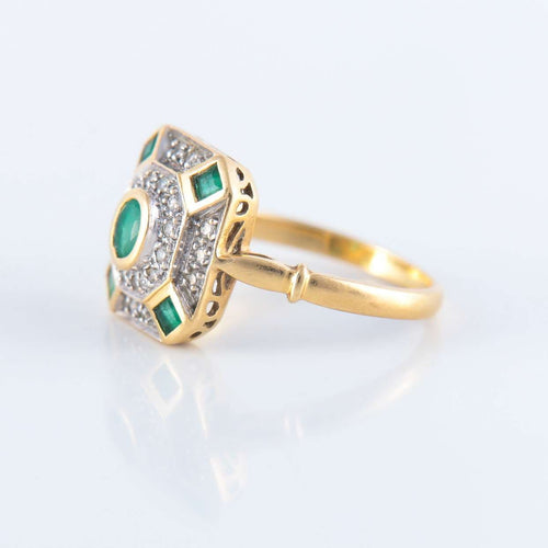 Bague 50 Bague Emeraudes Diamants Style Art Déco 58 Facettes 162
