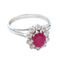 Bague 58 Bague Marguerite, en or blanc, rubis, diamants 58 Facettes AA 1557