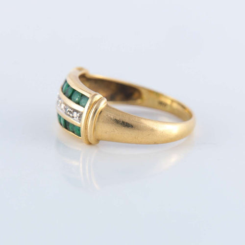 Bague 57 Bague Ligne Emeraudes Diamants 58 Facettes JE131