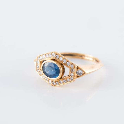 Bague Bague hexagonale Saphir Diamants 58 Facettes 1
