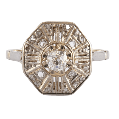 Bague 52 Bague Art Déco diamants 58 Facettes
