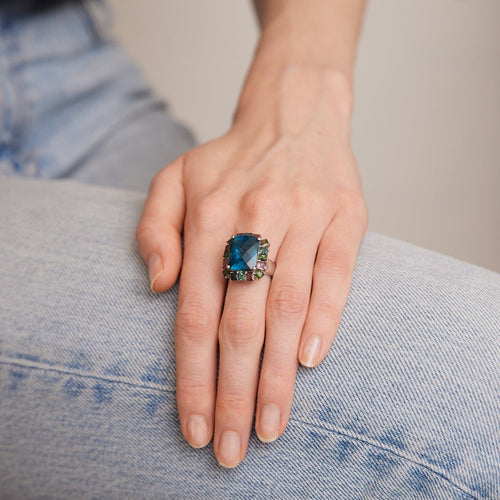Bague 51 Bague Tourmaline bleue 58 Facettes DV0165-2