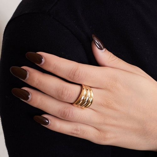 Bague 55 Bague Trois Ors Godronnés 58 Facettes DV0337-2