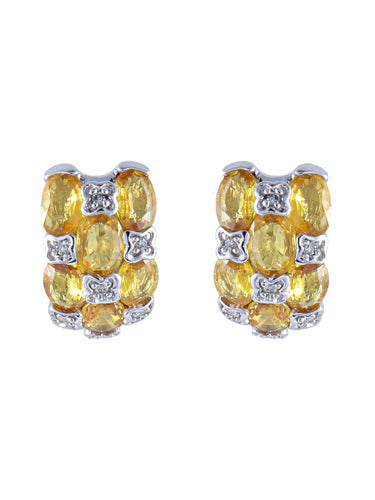 Boucles d'oreilles Boucles d'Oreilles Créoles Saphirs Jaunes & Brillants 58 Facettes DV0032-52
