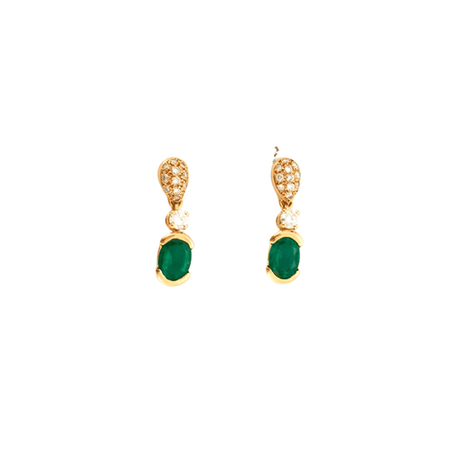 Boucles d'oreilles Boucles D'oreilles Emeraudes Diamants Or Jaune 58 Facettes DV0362-1