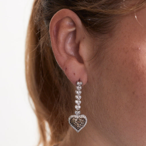 Boucles d'oreilles Boucles d'oreilles pendantes coeur diamants 58 Facettes DV0125-6