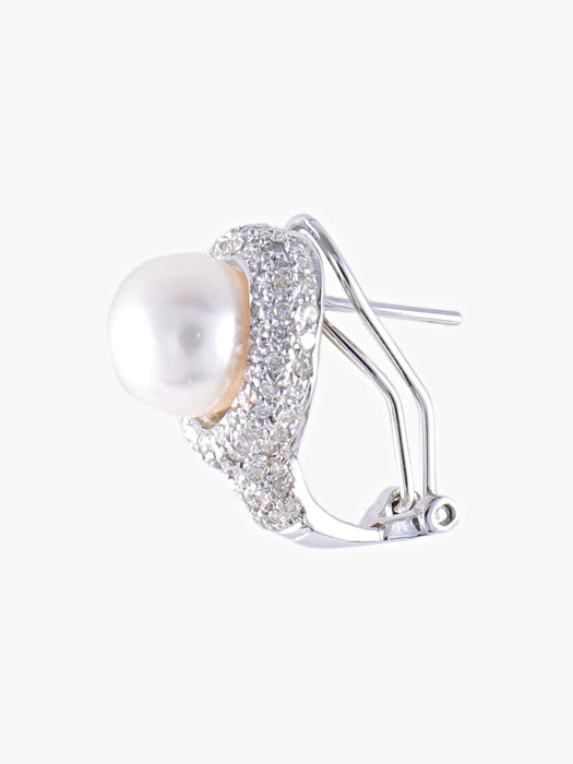 Boucles d'oreilles Boucles d'oreilles Perles Diamants Or blanc 58 Facettes DV0032-54