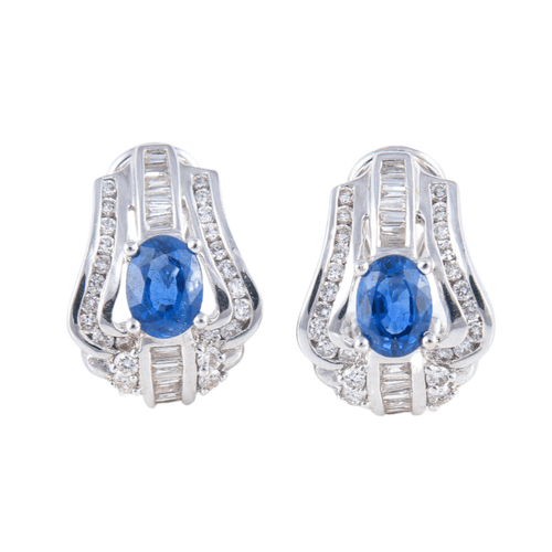 Boucles d'oreilles Boucles d'Oreilles style Art Déco, Saphirs & Diamants 58 Facettes DV0032-51