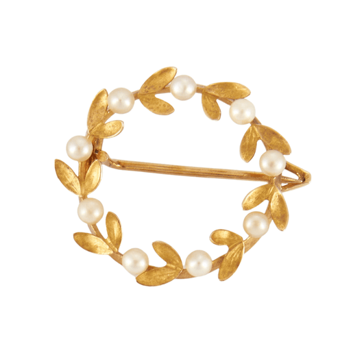 Broche Broche "couronne" en or jaune et perles 58 Facettes P10L4