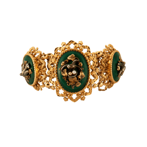 Bracelet Bracelet Napoléon III malachites or jaune et argent 58 Facettes DV0299-2