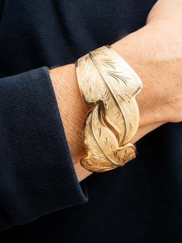 Bracelet Bracelet Rigide, Grandes Feuilles, Or Jaune 58 Facettes DV0032-23