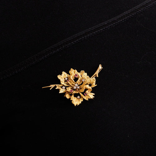 Broche Broche "Fleur" Or Jaune Diamants et Rubis 58 Facettes DV0432-2