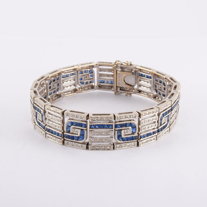 Bracelet Tour de poignet : 17.7 cm / Blanc/Gris / Or 750 Bracelet Saphirs & Diamants 58 Facettes 190328R