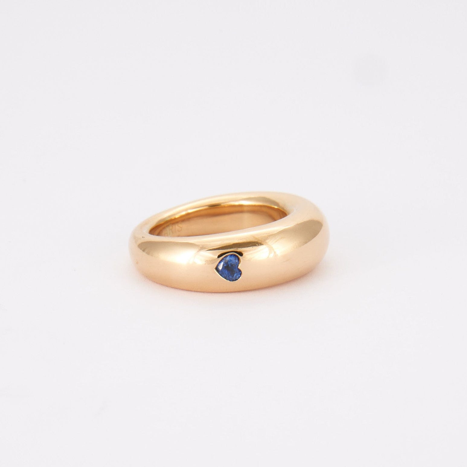 Bague Jonc Coeur En Or 18k Avec Diamants, Taille 55,5 - Occasion Excellent état, Légères Traces De Mise à Taille