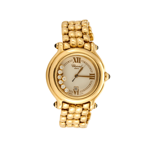 CHOPARD Watch - “Happy Sport” Yellow Gold and Diamond Watch 58 Facettes DV0405-1