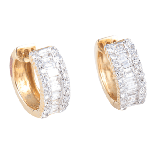 Boucles d'oreilles Créoles Diamants ronds et baguettes 58 Facettes DV0032-61