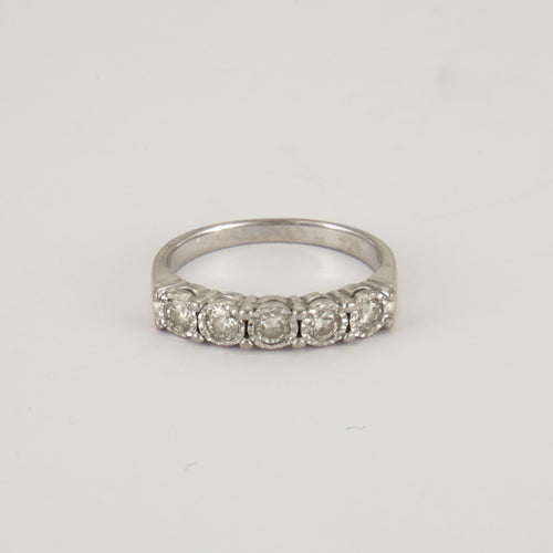 Bague 59 Demi-alliance 5 Diamants 58 Facettes DV0165-4