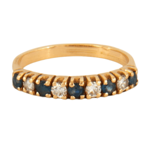 Bague DV0260-5 Demie alliance diamants et saphirs 58 Facettes DV0260-5