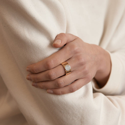 Bague 57 DINH VAN - Anneau Antea Or rose Diamants 58 Facettes DV0047-1