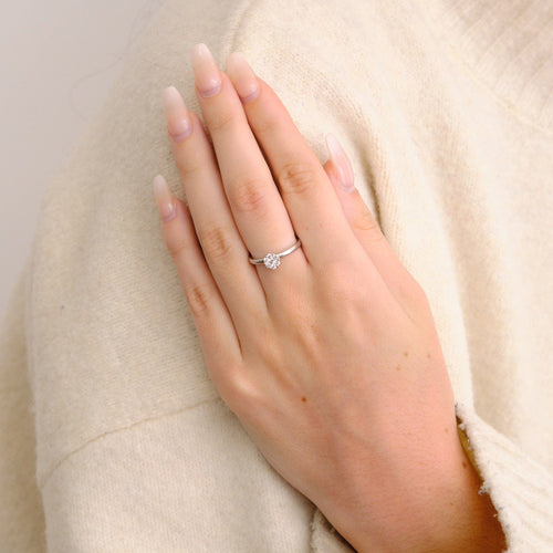 Bague 51 Fine Bague floral en or gris 58 Facettes DV0248-1