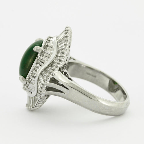 Bague 55 Importante Bague cocktail platine et jade 58 Facettes DV0377-1