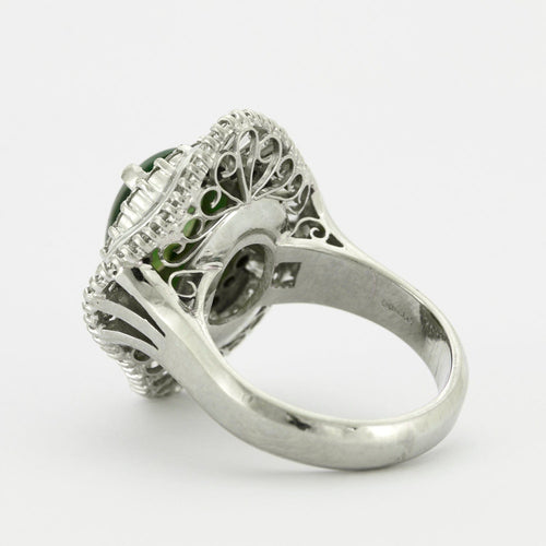 Bague 55 Importante Bague cocktail platine et jade 58 Facettes DV0377-1