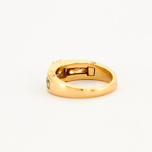 Bague 53 KORLOFF - Bague Jonc Or Jaune, Émail Vert et Diamant 58 Facettes DV0419-1