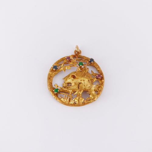 Pendentif Pendentif Chaumière Lapins 58 Facettes DV0055-6