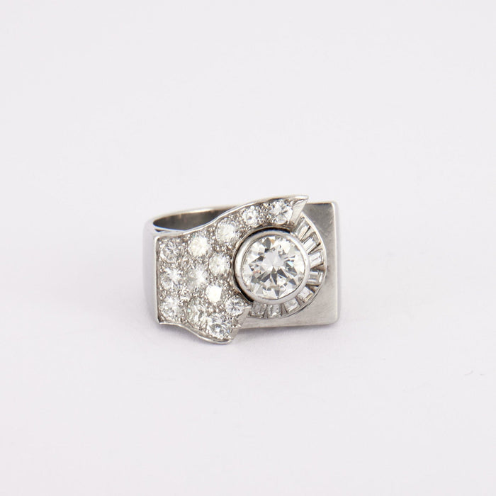 Bague 52.5 Bague en platine, diamants 58 Facettes