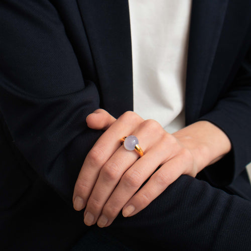 Bague 57 POMELLATO- Bague Luna Calcédoine bleue 58 Facettes DV0164-1