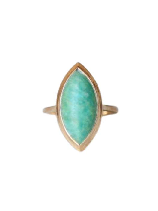Bague marquise amazonite & or rose 58 Facettes