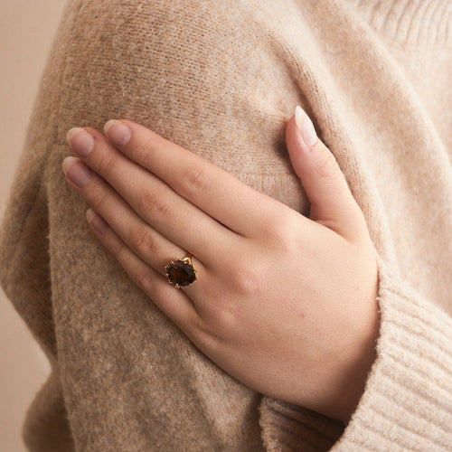 Bague 54 Bague Quartz Fumé Or Jaune 58 Facettes DV0222-32