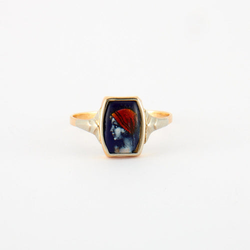 Bague 55 Bague Ancienne Email Or jaune 58 Facettes DV0222-9
