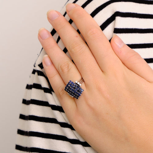 Bague 53 Bague Or gris, Saphirs, Diamants 58 Facettes DV0222-7