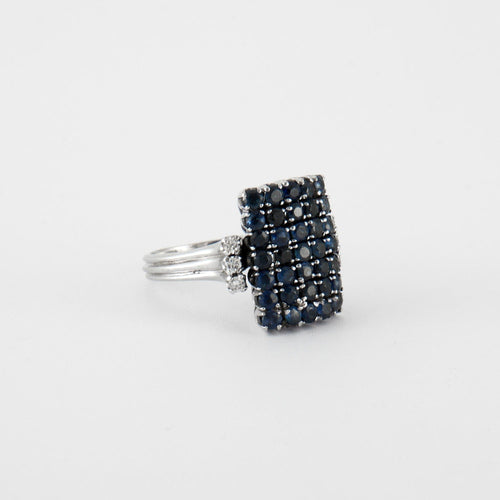 Bague 53 Bague Or gris, Saphirs, Diamants 58 Facettes DV0222-7