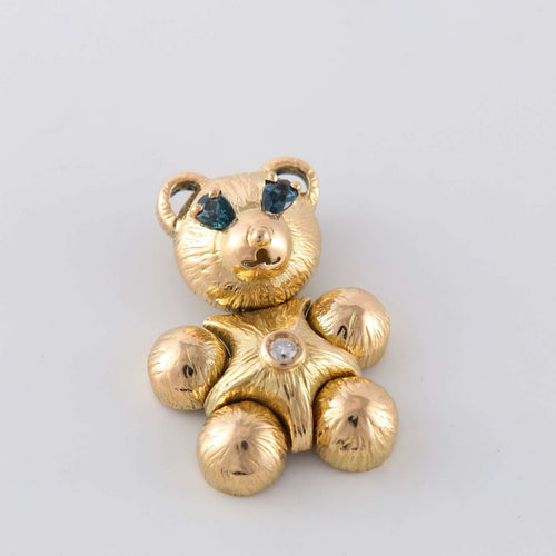 Pendentif Pendentif Ourson articulé Diamants et Saphirs 58 Facettes