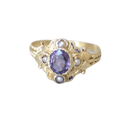Bague Bague en Or jaune & Saphir Mauve 58 Facettes
