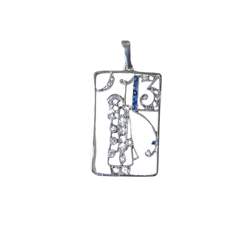 ANCIEN MÉDAILLON PENDENTIF Métal argenté et Porcelaine de Limoges