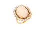 Bague 50 Bague Pompadour cabochon de corail diamants 58 Facettes