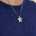 Chain necklace: 40 cm / White/Grey / 750 Gold Star Diamond Pendant Necklace 58 Facettes 170216R