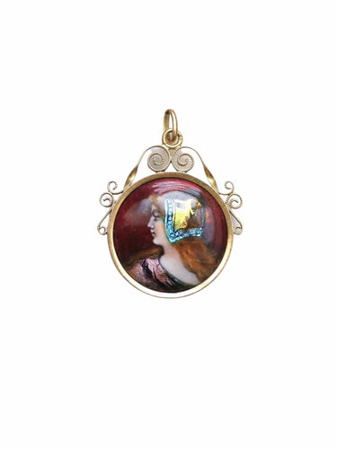 Pendentif Pendentif vintage émail de Limoges en or jaune 58 Facettes
