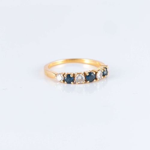 Bague Demi-alliance Saphirs Diamants 58 Facettes 1