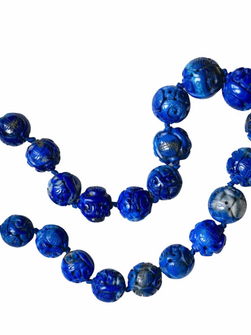 Collier Collier perles de lapis lazuli sculptées 58 Facettes