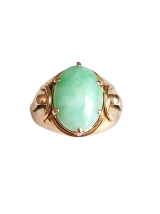 Bague Bague chevalière boule vintage en or rose et jade 58 Facettes