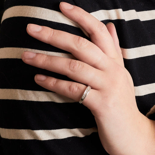 Bague 48 Jonc Or Gris et Diamants 58 Facettes