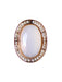 Ring Old rose gold chalcedony blue gray adularescent ring and pearls 58 Facettes