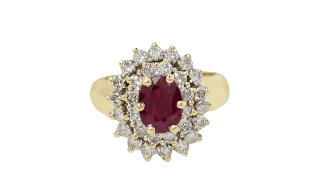 Bague 54.5 Bague pompadour or jaune rubis diamants 58 Facettes 32369