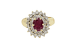 Bague 54.5 Bague pompadour or jaune rubis diamants 58 Facettes 32369