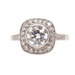 Ring 52 Diamond and platinum cushion ring 58 Facettes 22073 / 23332