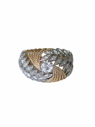 Bague Dôme vintage palmes diamants 58 Facettes